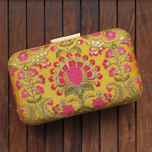 Alanna Box Clutch Mustard